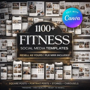 Fitness social media templates for Canva
