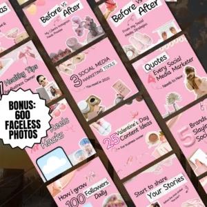 100 Aesthetic Pink Instagram Carousel Templates | Canva Editable | PLR & MRR